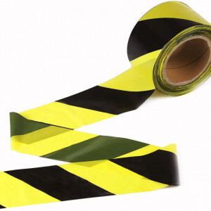 Banda de avertizare TopSoon, polietilena, galben/negru, 70 mm x 200 m