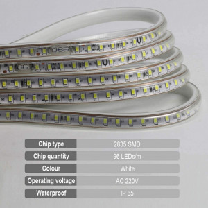 Banda LED VAWAR, 2835 SMD 96 LED/m, alb rece, 5 m - Img 7
