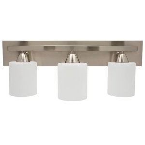 Bara de iluminat interior pentru baie cu abajur modern din sticla mata, Nichel periat, 3 lumini, E26 100W LED, becuri neincluise, Resigilat, Grad A