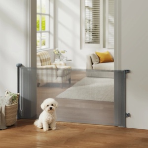 Bariera de siguranta pentru caini retractabila Re-Bloom, metal/aluminiu/ABS, 189x9x93 cm, pliabila 9x9x93 cm, gri - Verificat A · Re-Bloom - Img 2