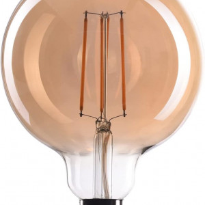 Bec decorativ LED E27 CROWN, sticla, auriu, 4W, 230V, lumina alb cald, 12 x 16 cm 
