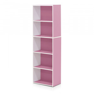 Bibliotecă Aliesha, alb/roz, 132 x 40 x 24 cm - Img 3