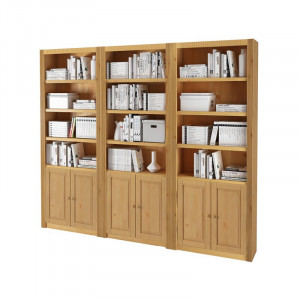 Biblioteca Elona, lemn masiv, maro, 213 x 245 x 27 cm