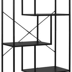 Biblioteca Matea, metal/PAL, negru, 77 x 185 x 33.2 cm