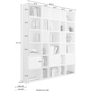 Biblioteca Toro, PAL, alb, 190,4 x 33,2 x 221,3 cm