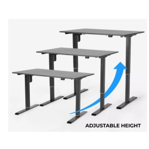 Birou Electric Standwalk, Reglabil pe inaltime, Alimentare prin cablu 24W, Cadru solid din otel, Blat din lemn cu finisaj melaminat 1.8 cm, Rezistent la zgarieturi, 120x60cm, Negru - Img 3