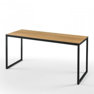 Birou, lemn/metal, maro/negru, 74 x 160 x 61 cm