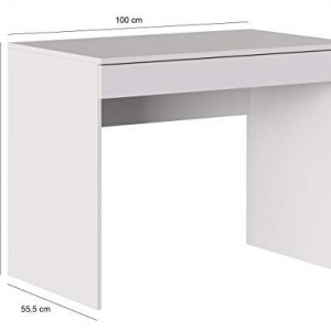 Birou Scrivania din PAL, alb, 100 x 55 x 76 cm - Img 2