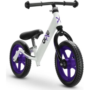 Bixe bicicleta fara pedale, cadru aluminiu, roti 12 inch, varsta 2-5 ani, alb/mov - Verificat A · Re-Bloom