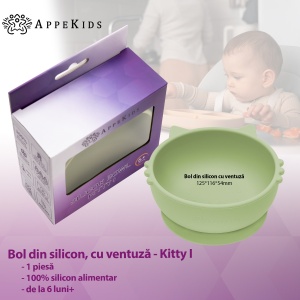 Bol din silicon, AppeKids, Kitty I - Raw Green - Img 2