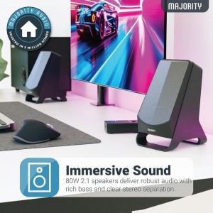 Boxe PC active cu Subwoofer, Majority, Bluetooth, stereo, 2.1, DX30, 80 W, Resigilat, Grad A - Img 4