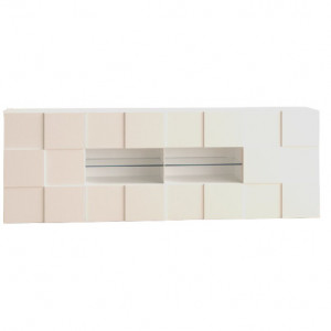 Bufet Bailee, lemn masiv/PAL, alb, 84 x 241 x 42 cm