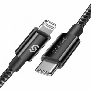 Cablu de incarcare pentru iPhone Syncwire, negru, 1 m