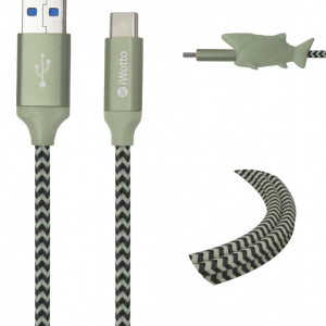 Cablu USB tip C pentru Samsung, Xiaomi, Huawei, PS4, Xbox Iwotto, incarcare rapida, verde deschis, nailon,1 m - Img 1