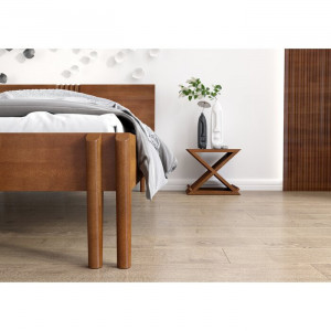 Cadru de pat Eng, lemn masiv, maro, 95 x 185,5 x 218 cm - Img 5