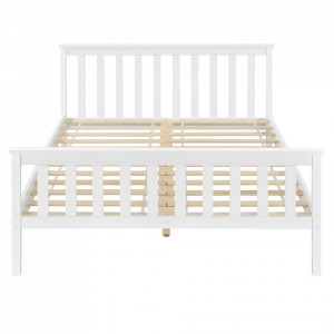 Cadru de pat Ostia din lemn masiv, alb, 208 x 148 x 82cm - Img 4