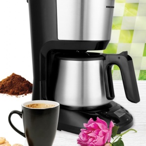 Cafetiera digitala Heinner Armoure Hcm-D750SSBK, Putere 750W, Display LCD, Capacitate 1.25L, Cana din otel inoxidabil, Negru/Inox