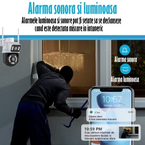 Camera de Supraveghere Video Dual Lens 4K REVOSE™ 8MP 2560x1920, Aplicatie Dedicata, Intelligent Tracking, PTZ, WIFI, Lan, AP hotspot, Micro SD, Rotire, Alarma miscare, Interior si Exterior, Dual Camera - Img 4