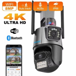 Camera de Supraveghere Video DualLens REVOSE™ 6MP, Aplicatie Dedicata, Intelligent Tracking, PTZ, WIFI, Lan, AP hotspot, Micro SD, Rotire, Senzor si Alarma miscare, Comunicare Bidirectionala, Exterior