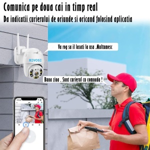 Camera de Supraveghere Video REVOSE™ 5MP 2560x1920, Aplicatie Dedicata, Intelligent Tracking, PTZ, WIFI, Lan, AP hotspot, Micro SD, Rotire, Alarma miscare, Interior si Exterior, Alb - Img 3