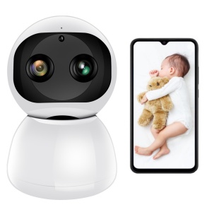 Camera Spion Wireless, Baby Monitor, FullHD 2MP, Monitorizare Bebelusi, Auto Tracking, Vedere Nocturna, Audio-Video, Sunet bidirectional, Rotire automata, Rezolutie 1920x1080, Senzor Miscare, Alb - Img 1