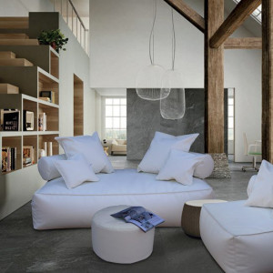 Canapea Panama, piele ecologoca, alb, 110 x 110 x 90 cm - Img 6