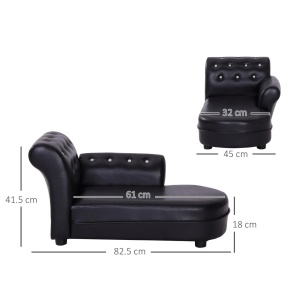Canapea tapitata pentru caine, lemn masiv/PVC, negru, 82,5 × 45 × 41,5 cm, Resigilat, Grad A - Img 3