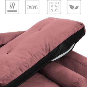 Canapea Vasagle, 3 locuri, catifea/lemn/metal, roz/auriu, 78 x 88 x 183 cm