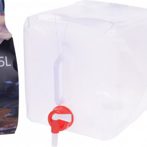 Canistra pliabila Karll de 5 litri cu robinet, polietilena, rosu/alb/transparent, 17 x 17 x 17 cm - Img 1