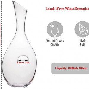 Carafa pentru vin SkySnow, cristal, transparent, 1,2 L, 36,5 cm - Img 6