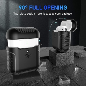 Carcasa de protectie pentru AirPods 1/2 ORETech, silicon/PC, negru