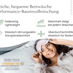 Cearsaf cu elastic Sleep Mantra, bumbac/poliester, albastru, 200 x 200 x 30 cm - Img 4