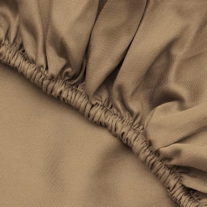 Cearsaf de pat cu elastic, bumbac 100%, 100x200+40 cm, lavabil 30°C, maro deschis - Verificat A · Re-Bloom - Img 4