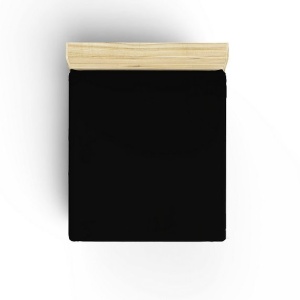 Cearsaf de pat cu elastic, bumbac 100%, 140x190+30 cm, negru - Verificat A · Re-Bloom