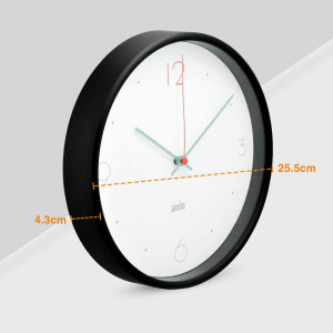 Ceas de perete ANSIO, rotund, negru/alb, plastic, 25,4 x 4 cm - Img 6