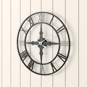 Ceas de perete Maddison din metal, negru, 59cm W x 59cm H x 5cm D - Img 5