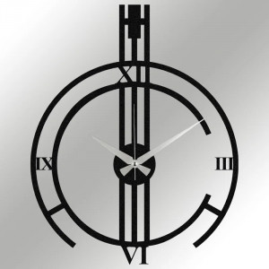 Ceas de perete Santo, metal, negru/argintiu, 53 x 66 cm