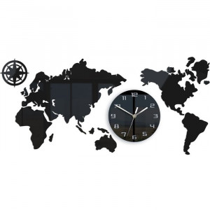 Ceas de perete Schrader XXL 80, alb/negru, 80 x 40 x 5 cm