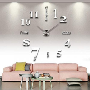 Ceas de perete Timelike, metal/plastic, argintiu, 80 cm - Img 2