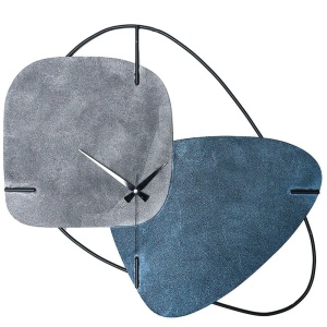 Ceas decorativ de perete Re-Bloom, metal, gri/albastru/negru, 58 x 55 cm