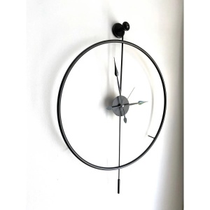 Ceas decorativ de perete Re-Bloom, metal, negru, 58 x 80 x 7 cm