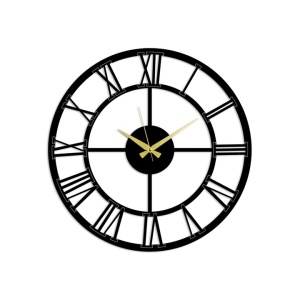 Ceas decorativ de perete Re-Bloom, metal, negru/auriu, 49 x 49 cm