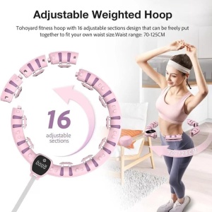 Cerc inteligent Bubbacare Hula Hoop,16 sectiuni detasabile, afisaj digital, roz, 121 cm