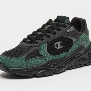 Champion, Pantofi sport cu insertii din plasa Chris, Negru, Verde inchis, 46, Resigilat, Grad A