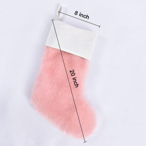Ciorap de craciun XWTEX, blana artificiala, roz, 50 cm - Img 7