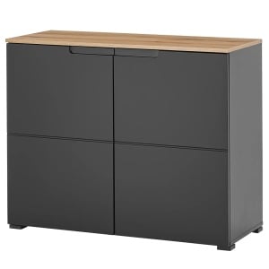 Comoda Thinte, MDF/PAL, negru/natur, 100 x 80 x 40 cm