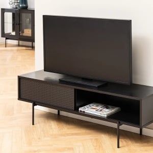 Comoda TV Crandon, metal/MDF, negru, 140 x 45 x 40 cm