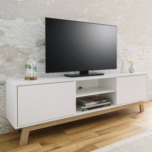 Comoda TV Flossie, maro/alba, 150 x 50 x 40 cm - Img 2