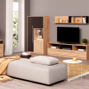 Comoda TV Inosign, lemn, natur/negru, 195 cm