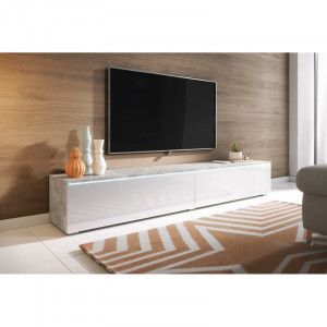 Comoda TV Pina, 30x180 x32 cm, beton/alb